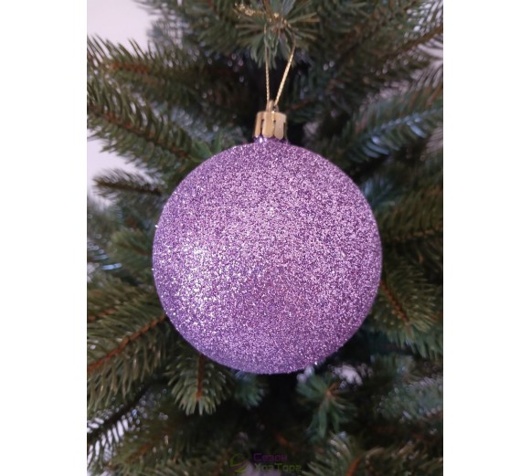 Новогодний шар "Блестки" Ø80мм фиолетовый, цена за набор 4шт